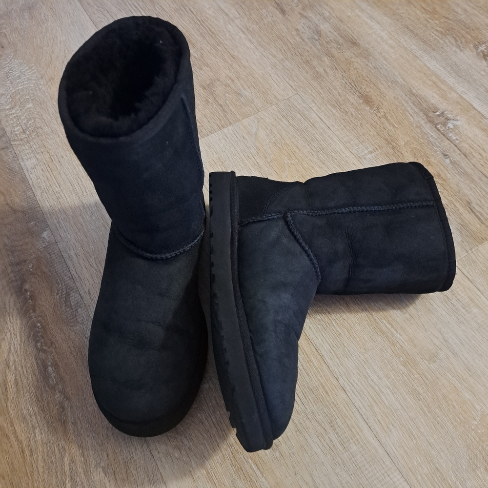 UGG Black Short Suede Shearling Boots